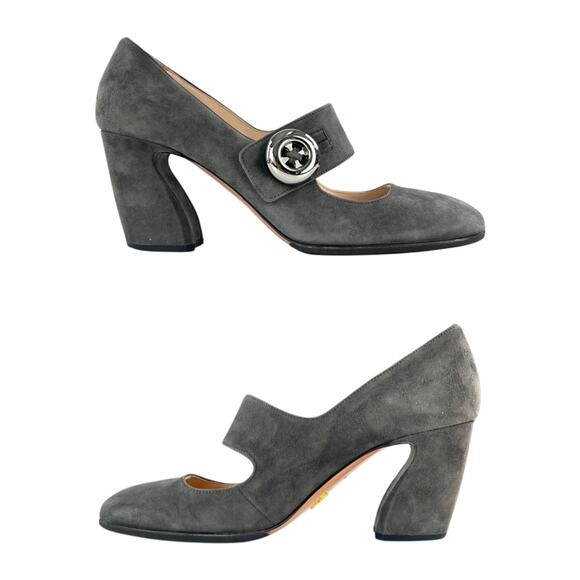 Prada Button Suede Pumps - Picture 4 of 8